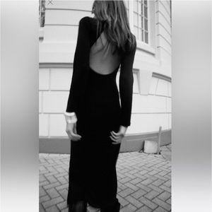 ZARA OPEN BACK FITTED INTERLOCK DRESS